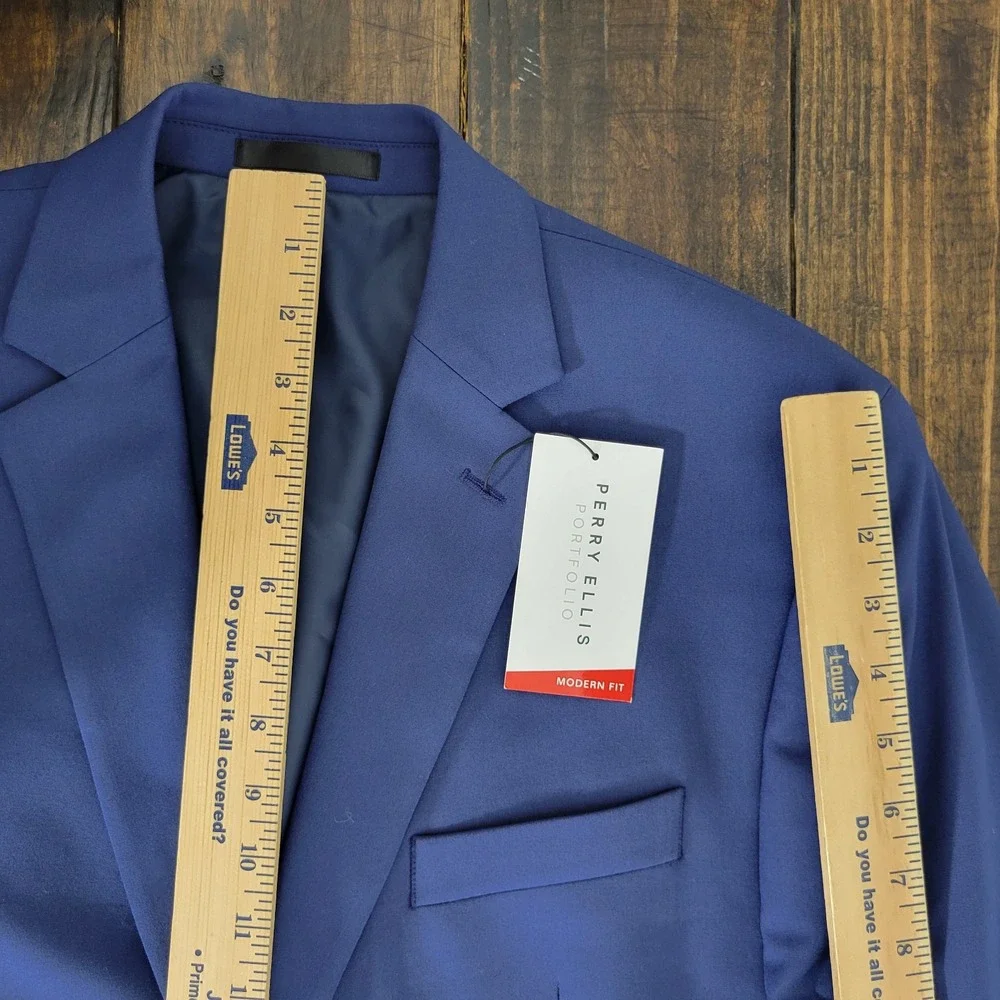 Perry Ellis Portfolio Men's Sport‎ Coat Blazer Two Button Blue Stretch 42S NEW